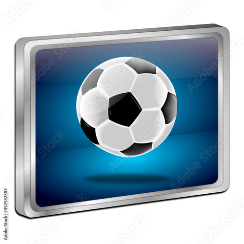 Button with Soccer ball - 3D illustration