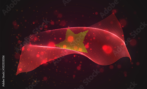 Vector bright glowing country flag of abstract dots. Vietnam