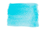 Cyan or light blue color watercolor handdrawing as brush or banner on white background (Vector)