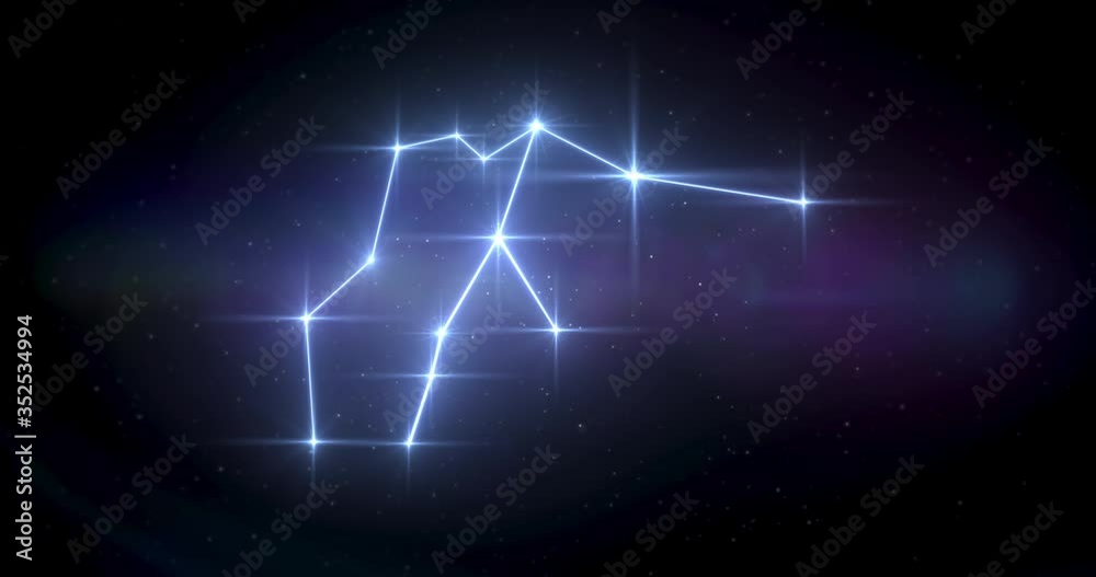 Zodiac signs Aquarius constellation made of bright stars is connected by lines. Star zodiac sign animation on black background. Zodiac signs Aquarius constellation made of bright stars is connected by lines. Star zodiac sign animation on black background.