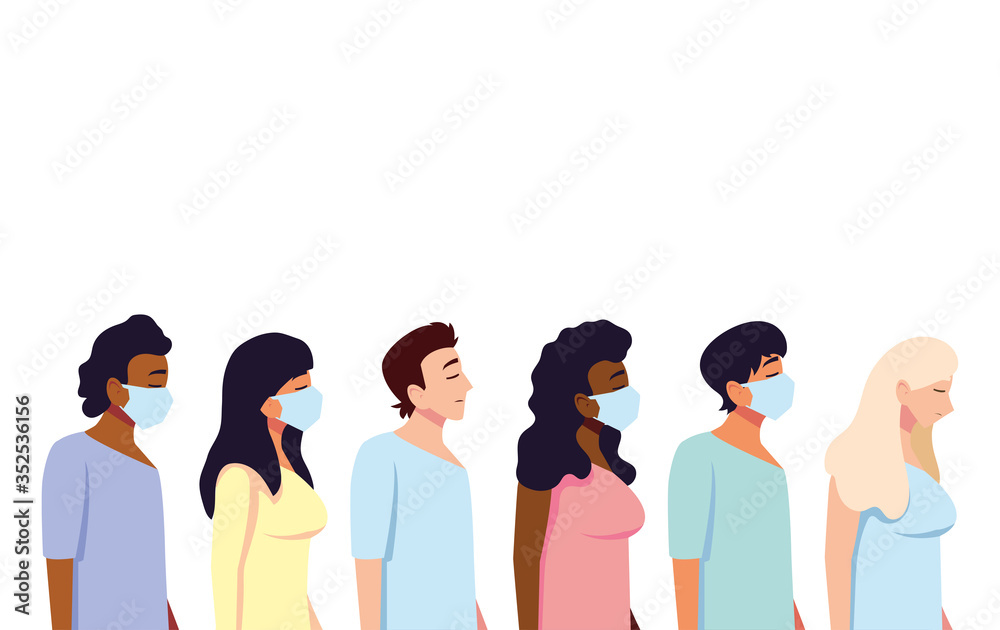 Fototapeta premium People with medical masks vector design