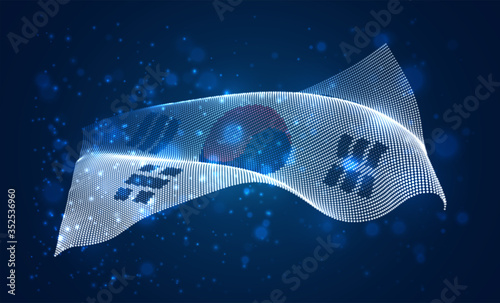 Vector bright glowing country flag of abstract dots. Korea