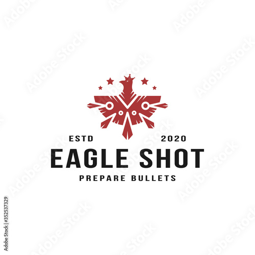 Modern Vintage Logo Design Template Premium Vector of Eagle Shot or Military War Bullet Symbol