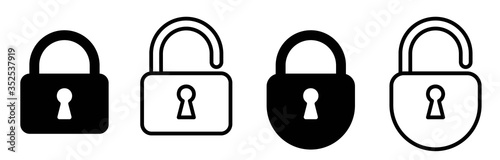 Lock icon set.Illustration vector icon of close and open lock.Set of lock icons. Set of Line Icon of padlock. Vector illustration