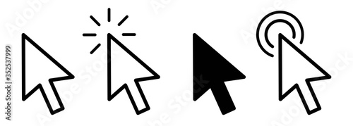 Cursor icons set design. Mouse Arrow Icon collection. Computer mouse click pointer cursor arrow.Vector icon photo