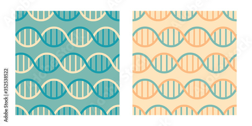 Set of abstract dna seamless patterns. Repetitive vector illustrations of abstract dna genetic patterns. 