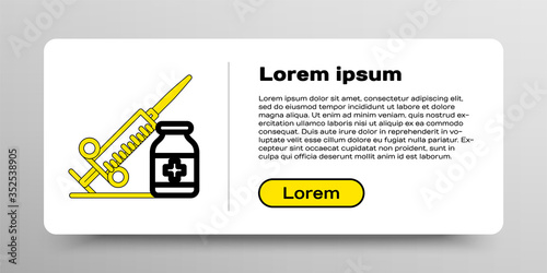 Line Medical syringe with needle and vial or ampoule icon isolated on white background. Vaccination, injection, vaccine, insulin concept. Colorful outline concept. Vector.