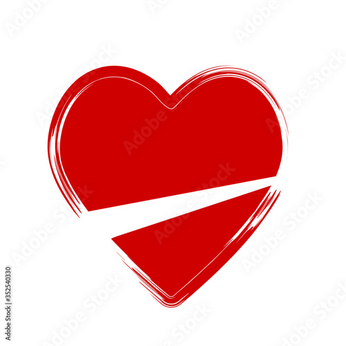 Red heart love and romantic symbol for Valentine Day holiday greeting card, banner or posted on white, stock vector illustration