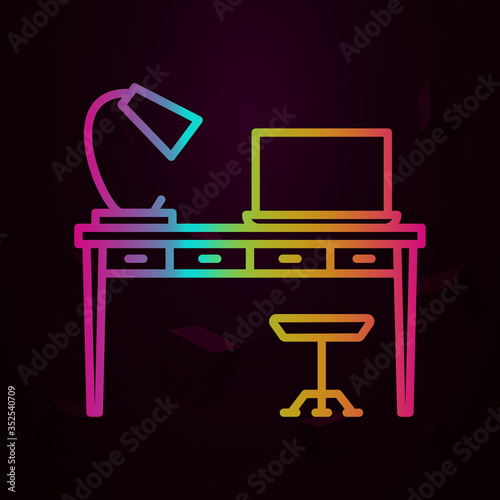 Workplace, work table nolan icon Simple thin line, outline vector of Workplace icons for ui and ux, website or mobile application