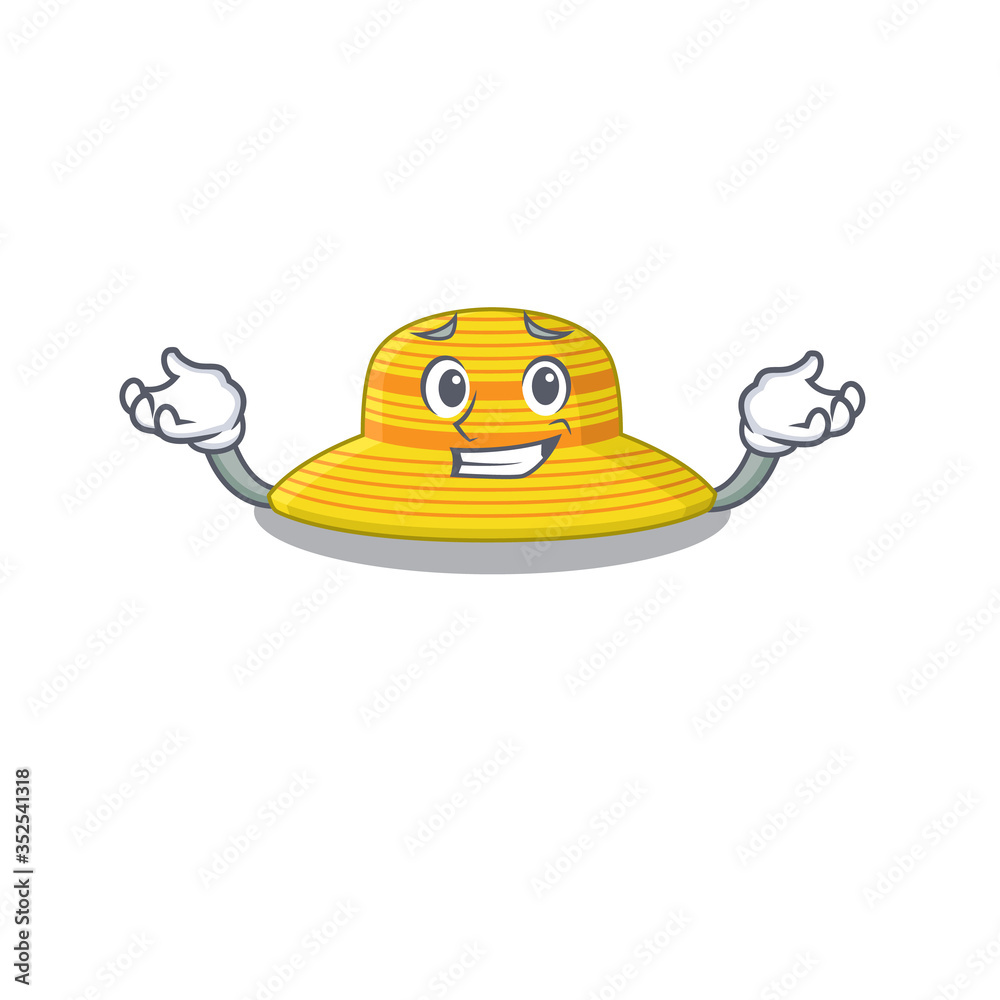 A cute picture of grinning summer hat caricature character A cute picture of grinning summer hat caricature character