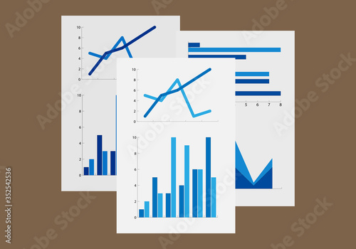 Documentos con gráficas y estadísticas de una empresa.
