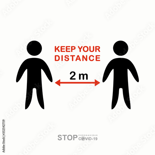 Keep your distance 2m. Social distancing avoiding vector image. Keep your distance in public to prevent coronavirus pandemic. Preventive measures in quarantine times.

