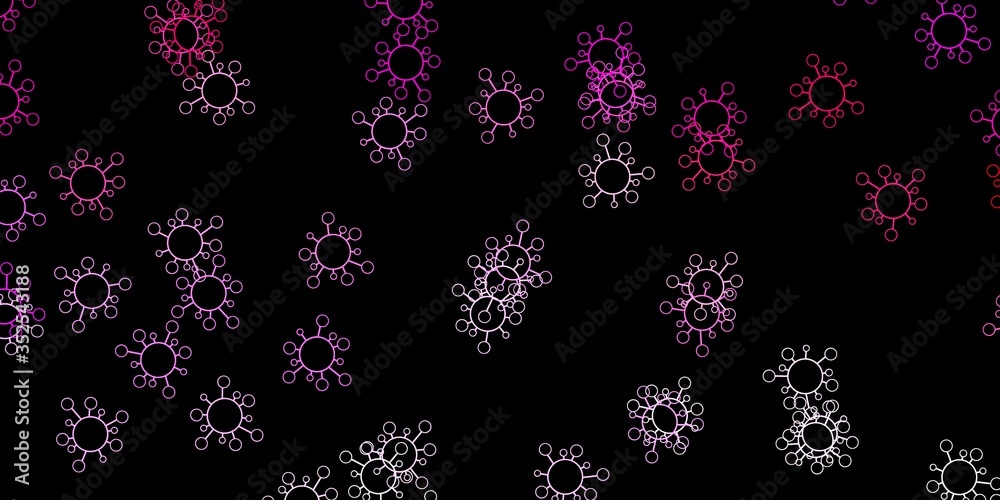 Dark pink vector texture with disease symbols.