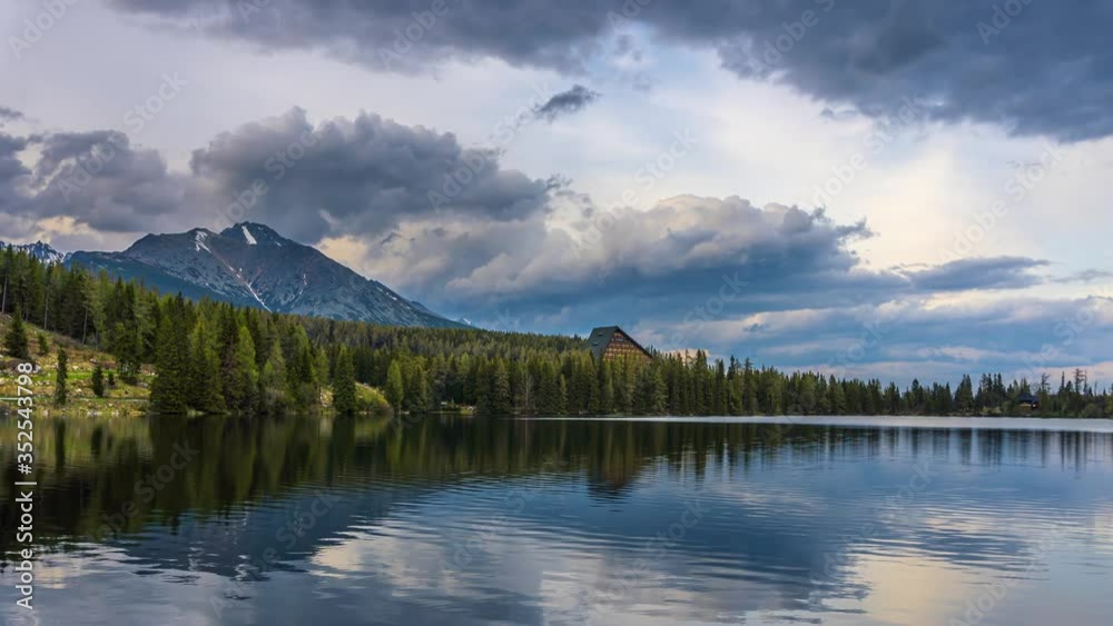Timelapse of a mountain lake Strbske pleso in High Tatra Mountains, Slovakia Timelapse of a mountain lake Strbske pleso in High Tatra Mountains, Slovakia