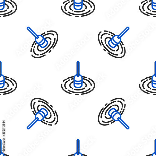 Line Fishing float in water icon isolated seamless pattern on white background. Fishing tackle. Colorful outline concept. Vector.