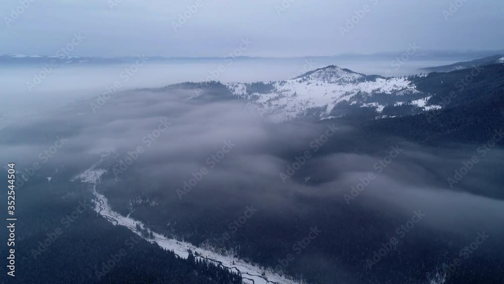Winter Carpatians nature, aerial view realtime, UHD 4K Winter Carpatians nature, aerial view realtime, UHD 4K