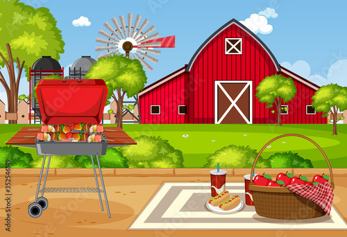 Background scene with barbecue grill in the park