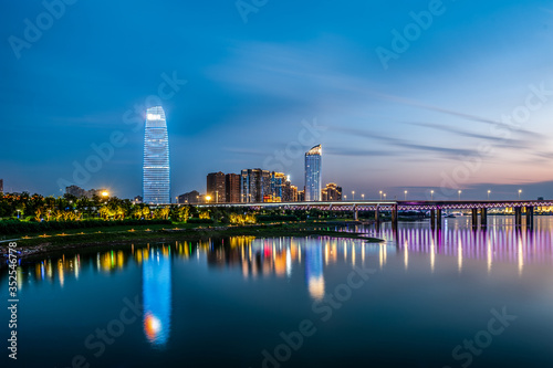 Night view of modern city  Wuhan  China