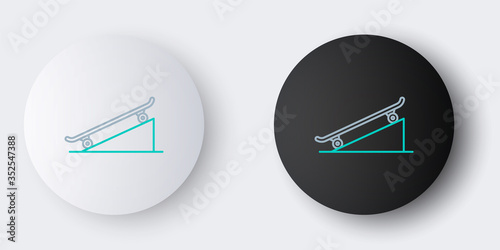 Line Skateboard on street ramp icon isolated on grey background. Extreme sport. Sport equipment. Colorful outline concept. Vector.