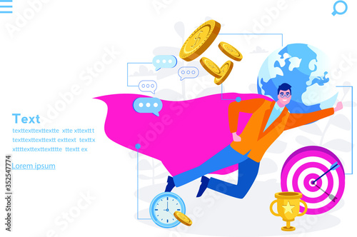 Super business man. move up motivation, Vector illustration for web banner, infographics, mobile.  The way to achieve the goal
