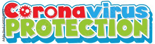 Font design for phrase coronavirus protection on white background