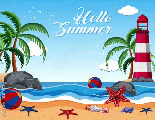 Background scene with starfish on the beach