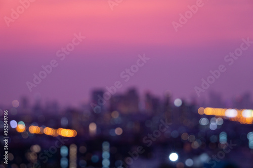 Light night bokeh city blur. Abstract background.
