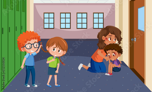 Scene with kid bullying their friend at school