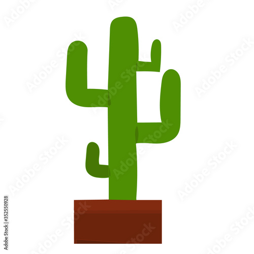 vector, isolated, green cactus in a pot, flat style