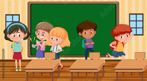 Scene with kid bullying their friend in classroom