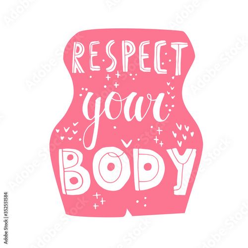 respect your body vector hand drawn lettering