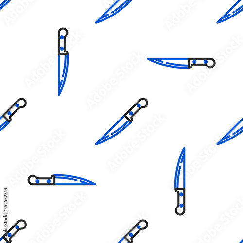 Line Knife icon isolated seamless pattern on white background. Cutlery symbol. Colorful outline concept. Vector.