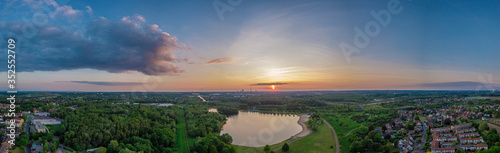 Panoramic sunset drone landscapes of Lanstropsee lake in Dortmund © Sergej