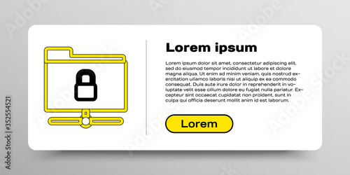 Line FTP folder and lock icon isolated on white background. Concept of software update. Security, safety, protection concept. Colorful outline concept. Vector.