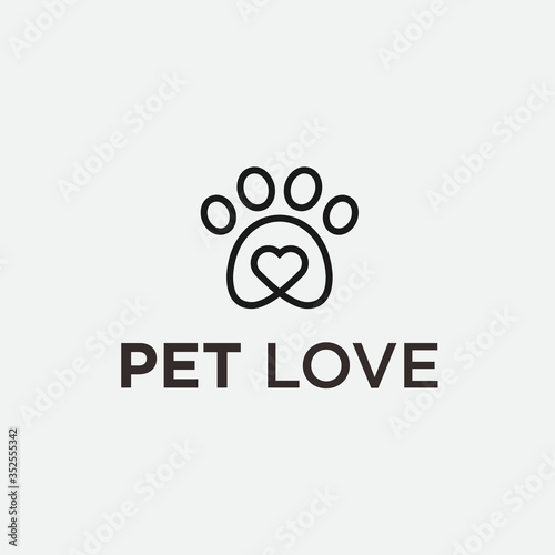 love pet logo. paw icon