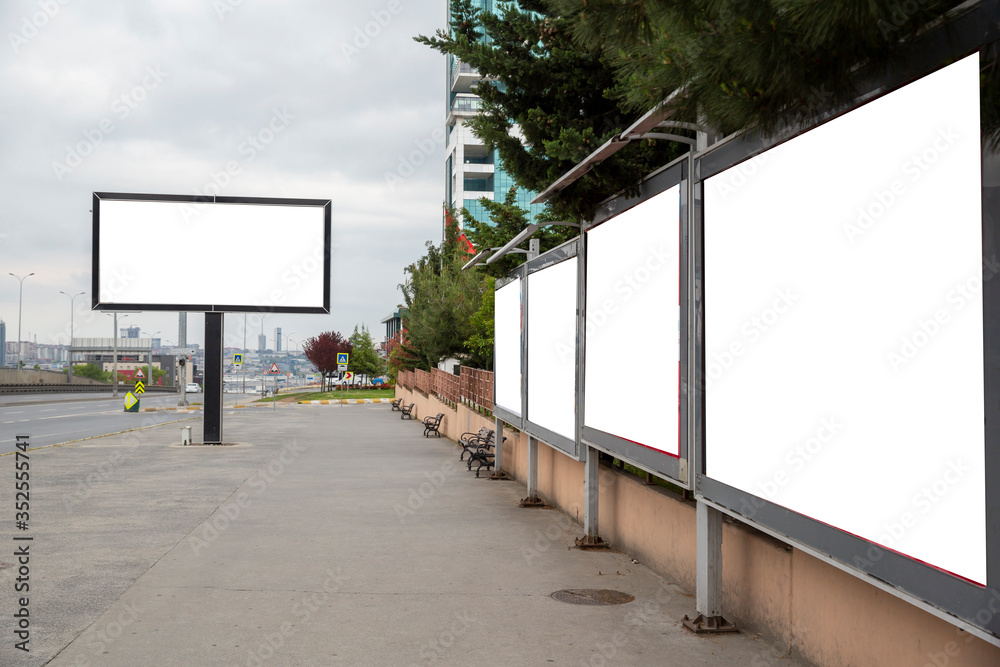 Billboard canvas mockup in city background Billboard canvas mockup in city background