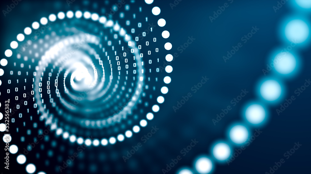 Artificial intelligence DNA molecule concept. DNA is converted into a binary code. Concept binary code genome. Abstract technology DNA molecule with modified genes. 3D illustration. Artificial intelligence DNA molecule concept. DNA is converted into a binary code. Concept binary code genome. Abstract technology DNA molecule with modified genes. 3D illustration.
