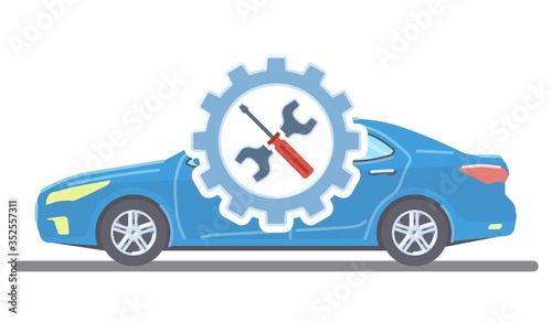 Car service concept. Automobile maintenance repair. Car diagnostics. Vector illustration.