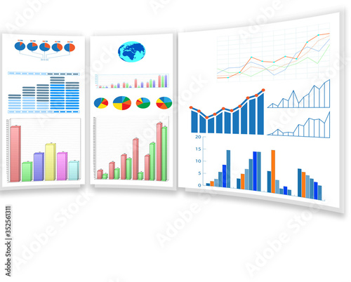 Business charts and infographics - 3d rendering