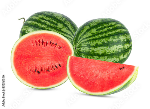 Slice of watermelon isolated on white background.