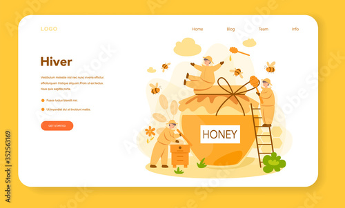 Hiver or beekeeper web banner or landing page. Professional