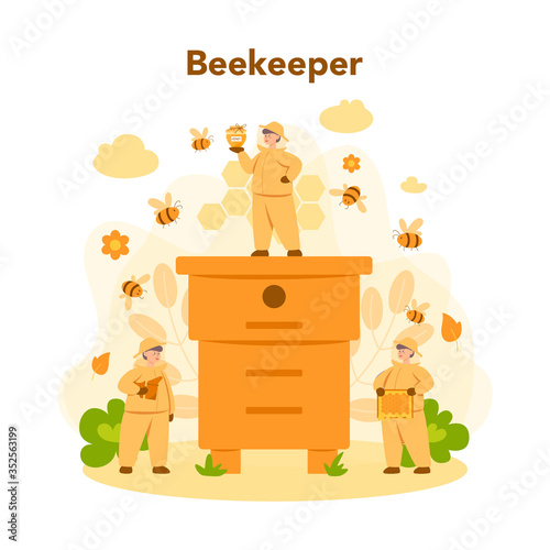 Hiver or beekeeper concept. Professional farmer with hive