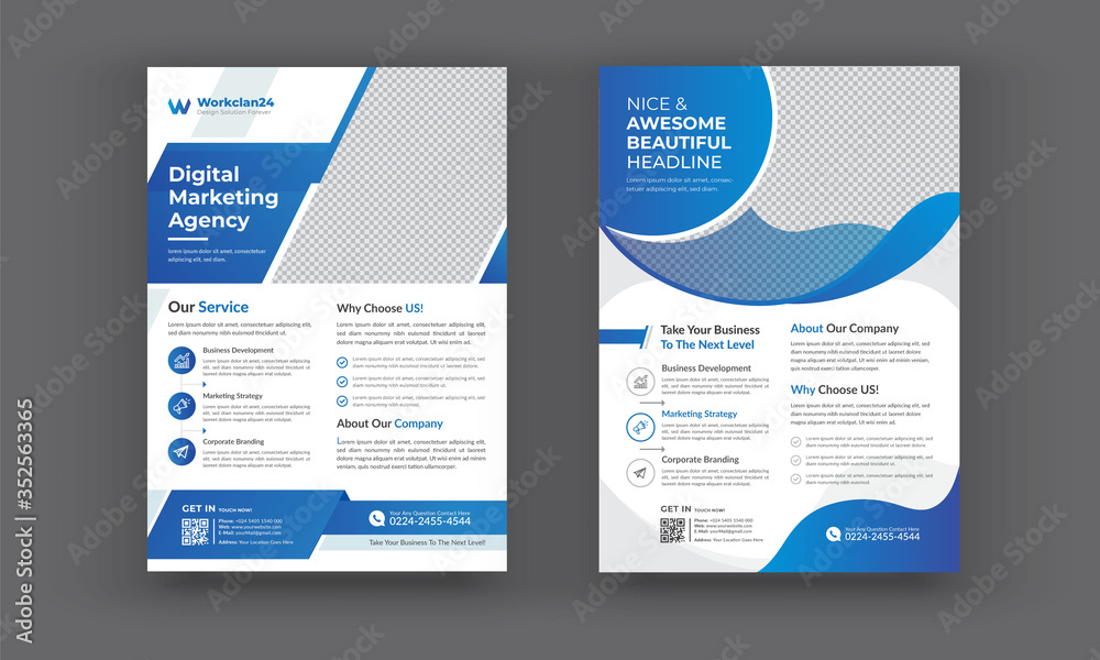 Modern blue and green design template for poster flyer brochure cover  leaflet. design layout with triangle graphic elements and space for Vector background.