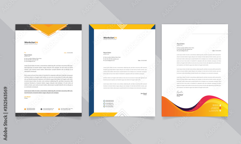 Fototapeta premium Simple Professional Letterhead Template , Modern Creative Letterhead Design Template.