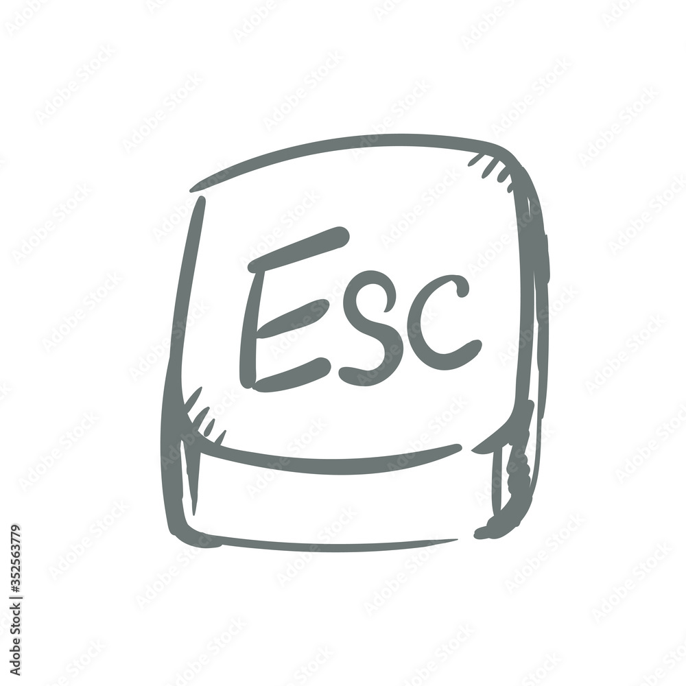Escape button key . doodle icon, vector sign, hand drawing style pictogram isolated on white. Symbol, logo illustration Escape button key . doodle icon, vector sign, hand drawing style pictogram isolated on white. Symbol, logo illustration