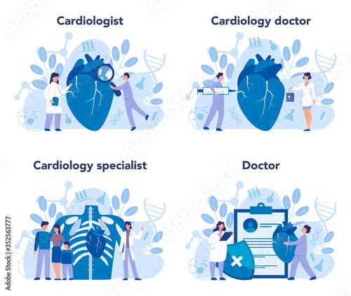 Cardiology set. Cardiologist deal with the disorder of the heart.