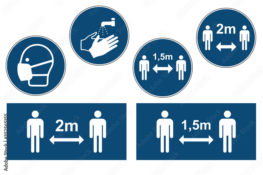 social distance sign set for covid 19 corona virus information social distance sign set for covid 19 corona virus information