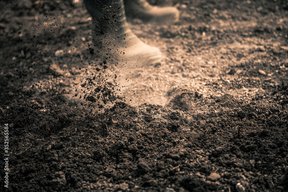 soil in the ground. garden work. soil in the ground. garden work.