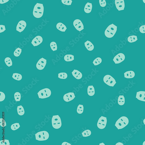 Green Thief mask icon isolated seamless pattern on green background. Bandit mask, criminal man. Vector Illustration.