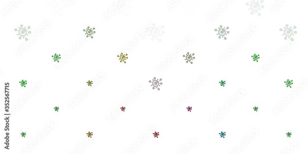 Light Green vector background with covid-19 symbols.